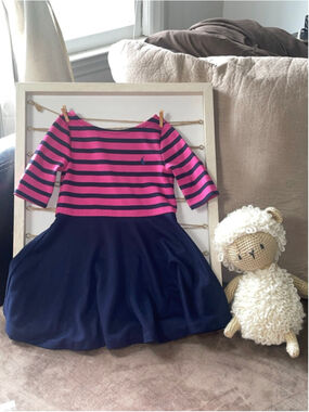 Ralph Lauren girls Casual Dress 18 months Pink Navy Striped